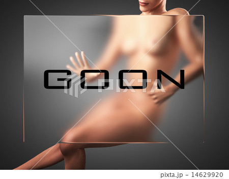 goon word on glass and woman goon word on glass and woman 14629920