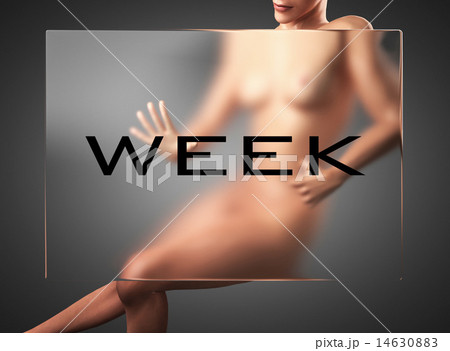 week word on glass and woman 14630883