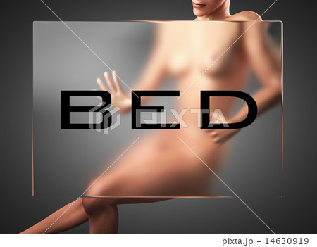 bed word on glass and woman 14630919
