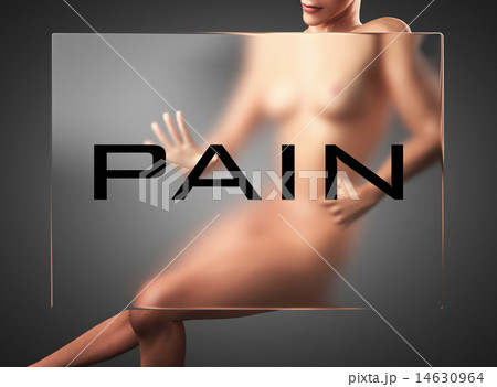 pain word on glass and woman 14630964
