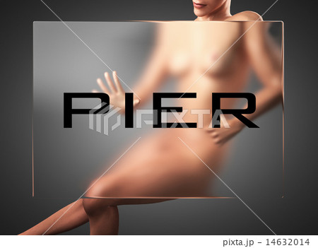 pier word on glass and woman pier word on glass and woman 14632014