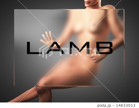 lamb word on glass and woman lamb word on glass and woman 14633013