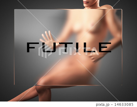 futile word on glass and woman 14633085