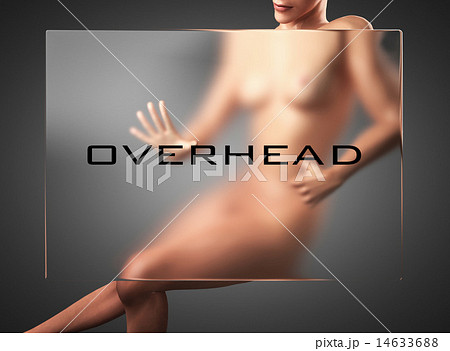 overhead word on glass and woman 14633688