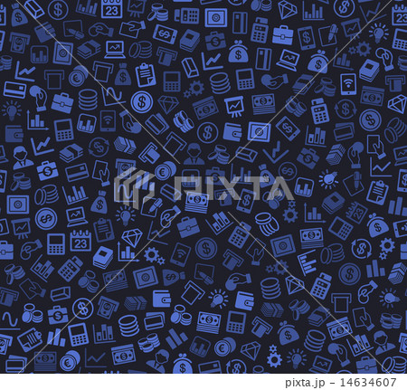 Business and Finance Seamless Pattern. Background with Silhouette Icons. Vector 14634607
