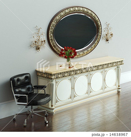 Vintage dressing table with carved framed mirror  14638967
