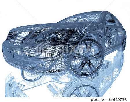 Car model on white background with reflection Car model on white background with reflection 14640738