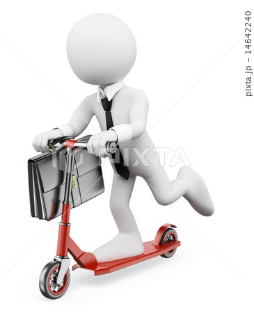 3D white people. Businessman on a scooter 14642240