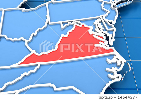 3d render of USA map with Virginia state highlighted 3d render of USA map with Virginia state highlighted 14644577