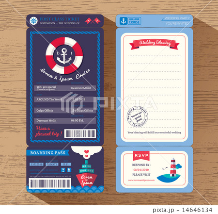 CruiseShip Boarding Pass Ticket Wedding Invitation 14646134