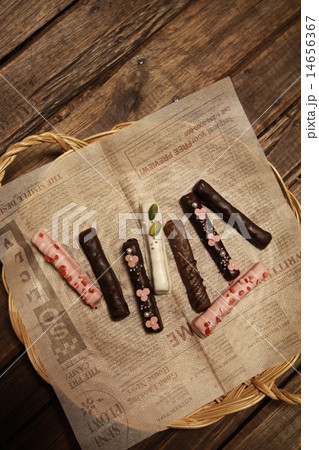 色々なトッピングをしたスティックチョコレート 色々なトッピングをしたスティックチョコレート 14656367