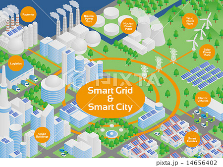 スマートグリッド（Smart Grid）イメージイラスト 14656402