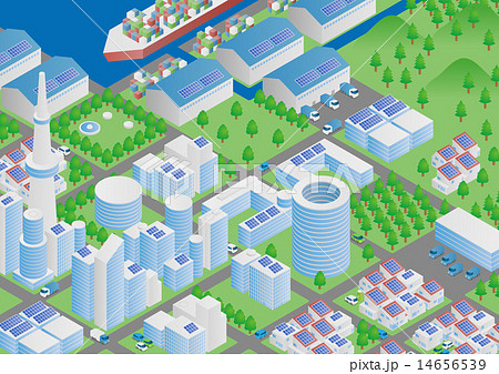 港湾都市とロジスティクス イメージイラストのイラスト素材