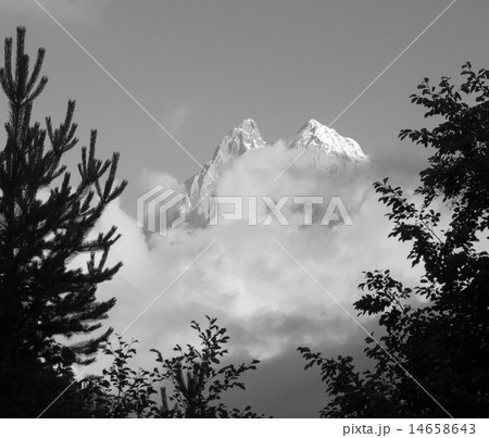 Mount Ushba - balck-and-white photo 14658643