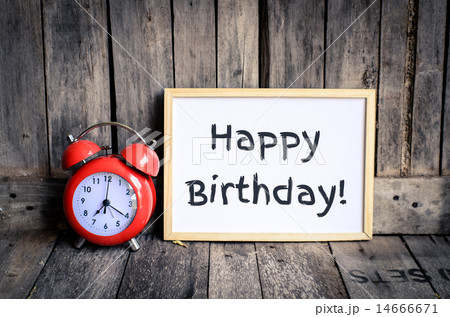 Happy birthday messae on white board and red retro 14666671