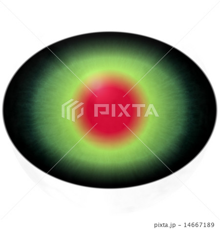 Green animal eye with large pupil and red tretina 14667189