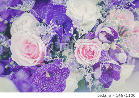 Romantic vintage White and purple roses bouquet. Romantic vintage White and purple roses bouquet. 14671100