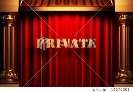 private golden word on red curtain 14676001