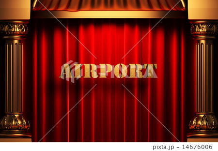 airport golden word on red curtain airport golden word on red curtain 14676006