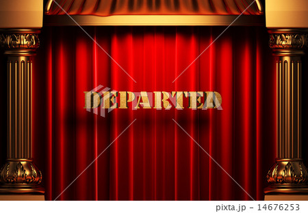 departed golden word on red curtain 14676253