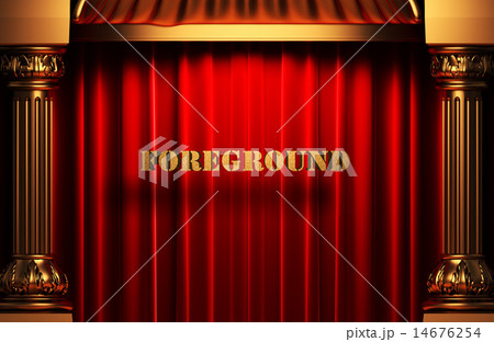 foreground golden word on red curtain 14676254