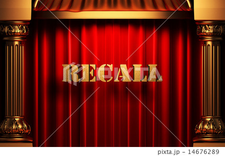 recall golden word on red curtain 14676289