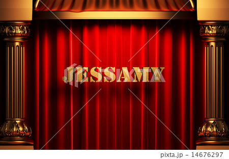 jessamy golden word on red curtain 14676297