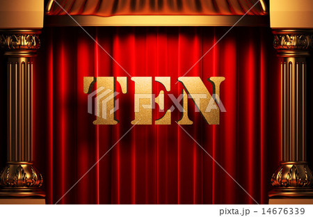 ten golden word on red curtain ten golden word on red curtain 14676339