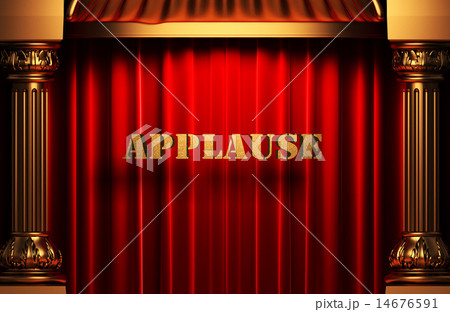 applause golden word on red curtain applause golden word on red curtain 14676591