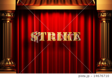 strike golden word on red curtain strike golden word on red curtain 14676710