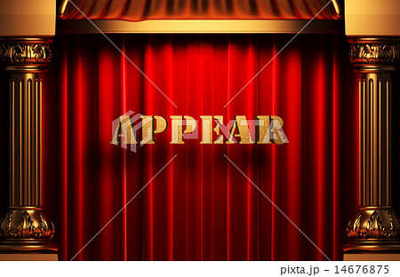 appear golden word on red curtain 14676875