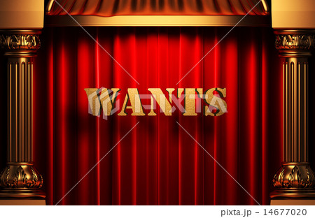 wants golden word on red curtain 14677020