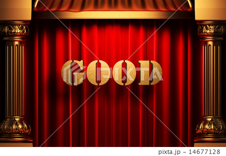 good golden word on red curtain 14677128