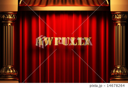 awfully golden word on red curtain 14678264