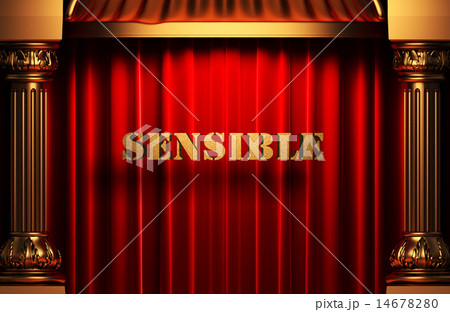 sensible golden word on red curtain 14678280