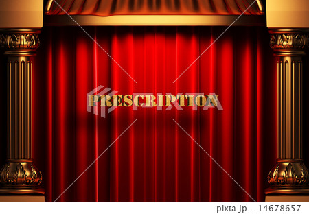 prescription golden word on red curtain 14678657
