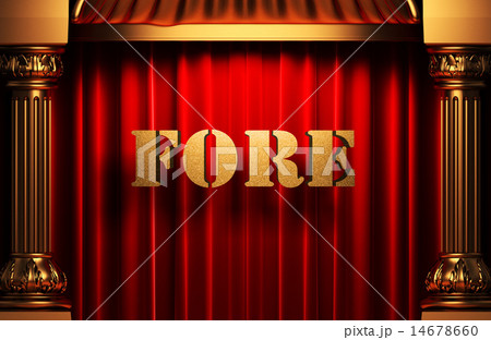 fore golden word on red curtain 14678660