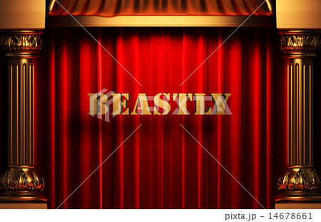 beastly golden word on red curtain 14678661