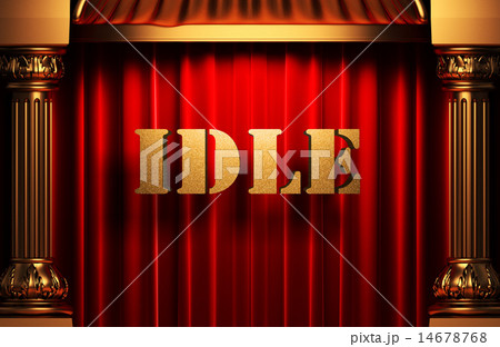 idle golden word on red curtain 14678768