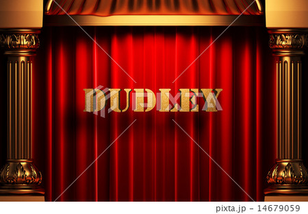 Dudley golden word on red curtain 14679059