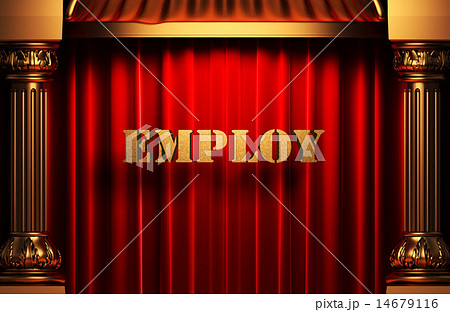 employ golden word on red curtain 14679116