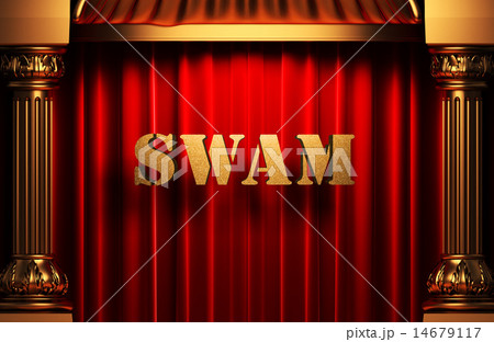 swam golden word on red curtain swam golden word on red curtain 14679117