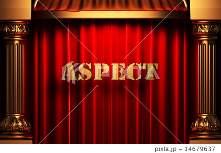 aspect golden word on red curtain 14679637