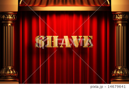 shave golden word on red curtain 14679641