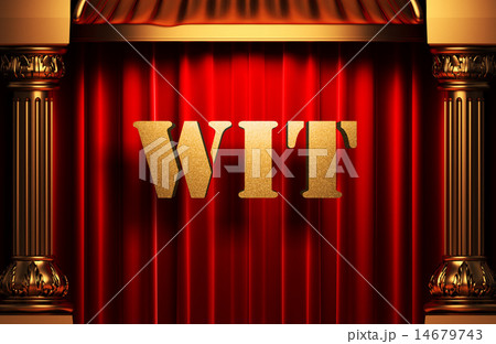wit golden word on red curtain 14679743