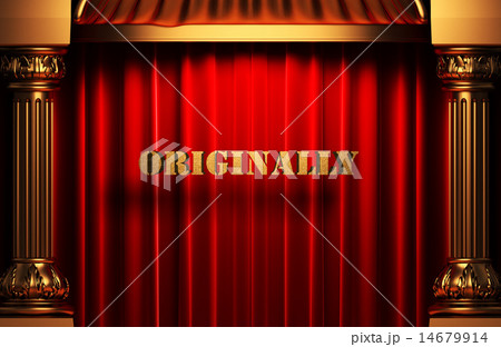 originally golden word on red curtain 14679914