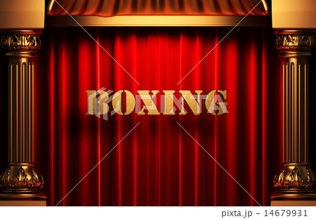 boxing golden word on red curtain 14679931