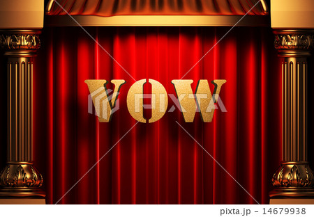 vow golden word on red curtain 14679938