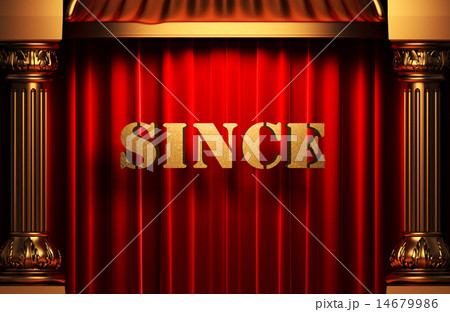 since golden word on red curtain 14679986