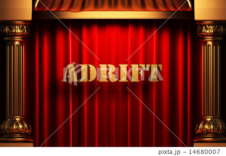 adrift golden word on red curtain 14680007